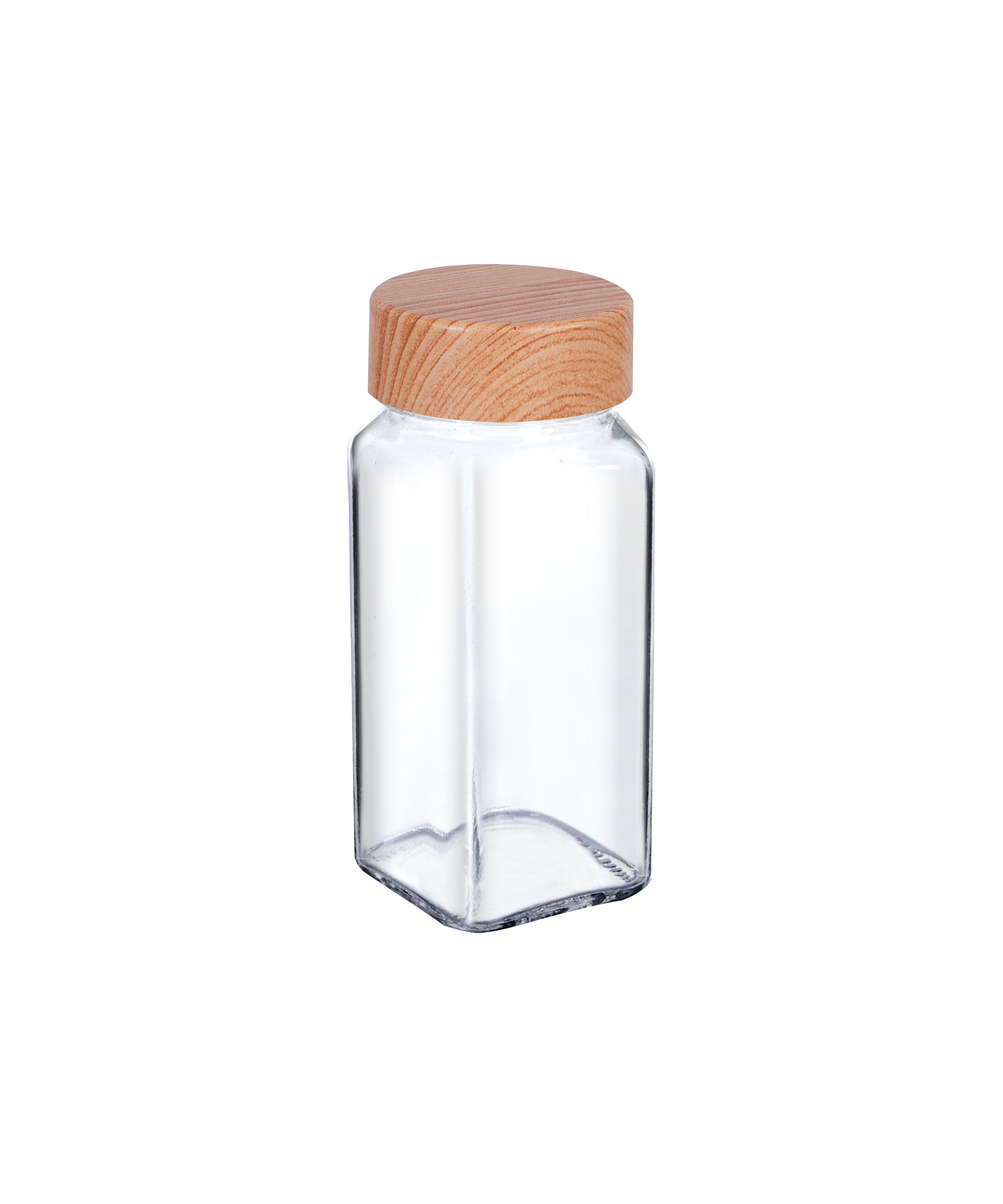 Square Salt Shaker with Wooden Decorated Lid