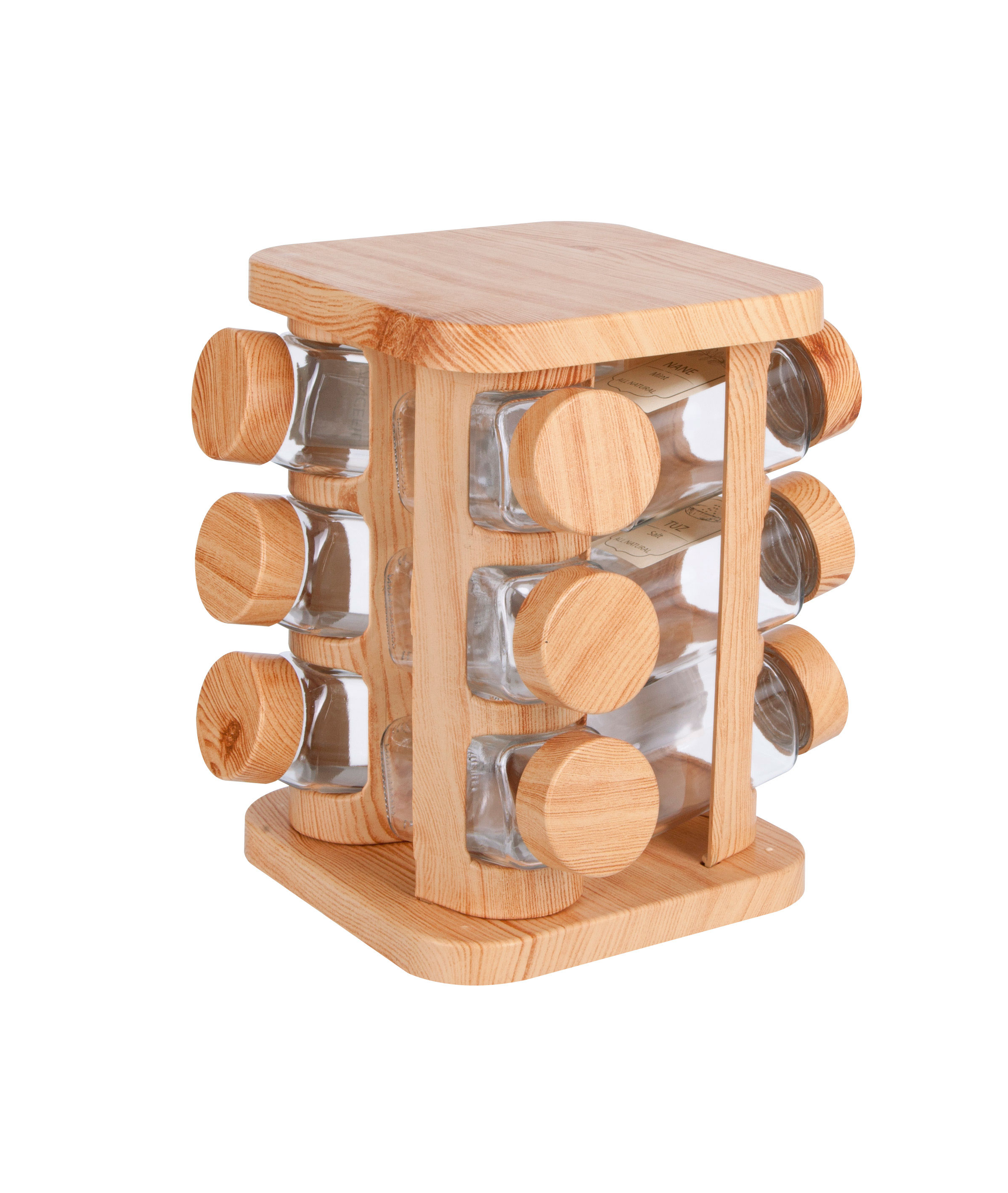 Wooden Patterned Kare Salt Shaker Set (12 Piece)