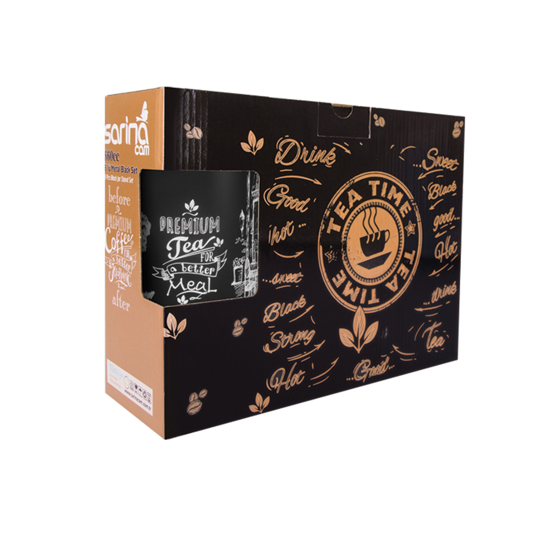 3 Parça Siyah Süslemeli Kavanoz Seti