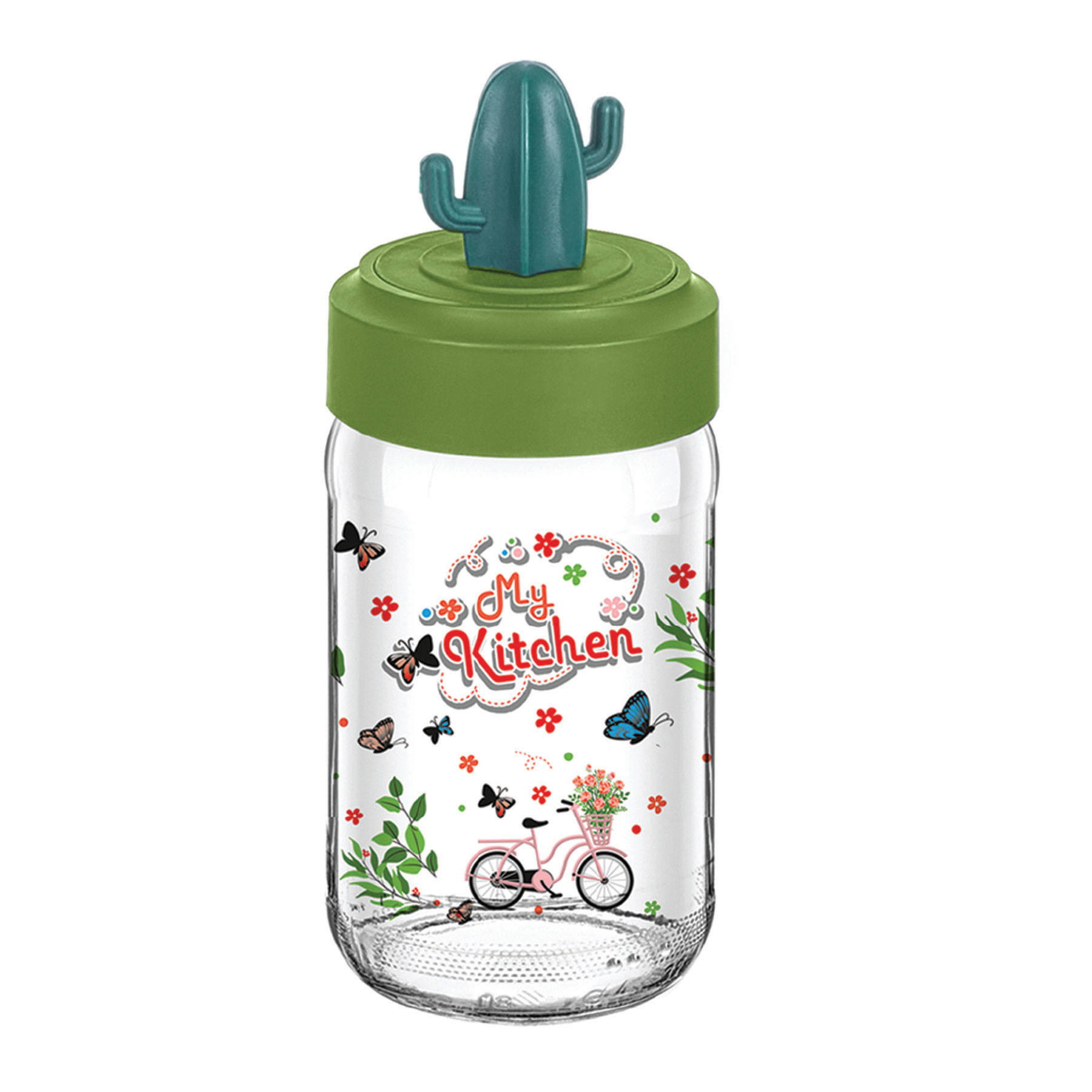 Desenli Kaktüs Baharat Kavanozu