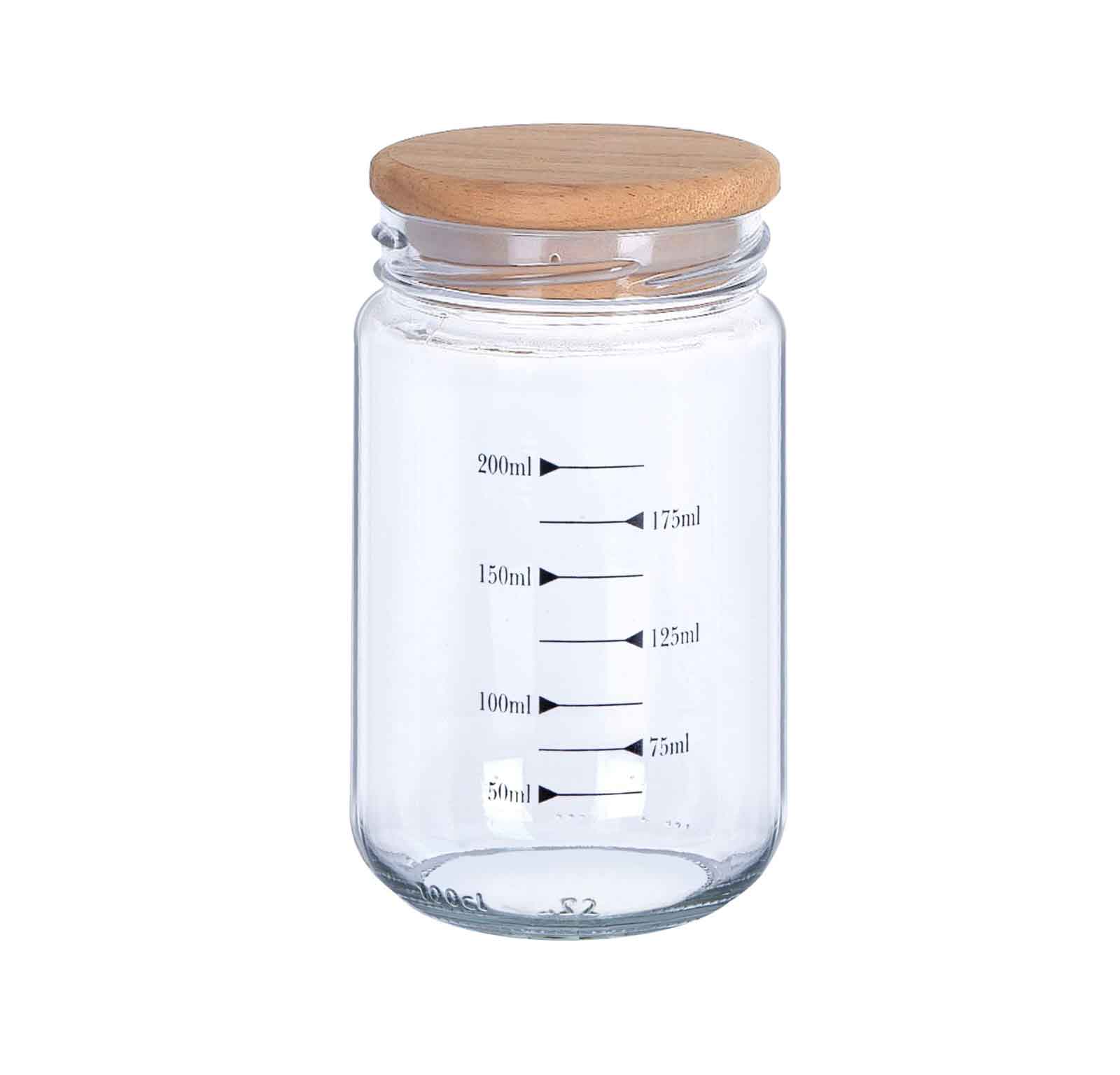 Size-Marked Spice Jar with Wooden Lid