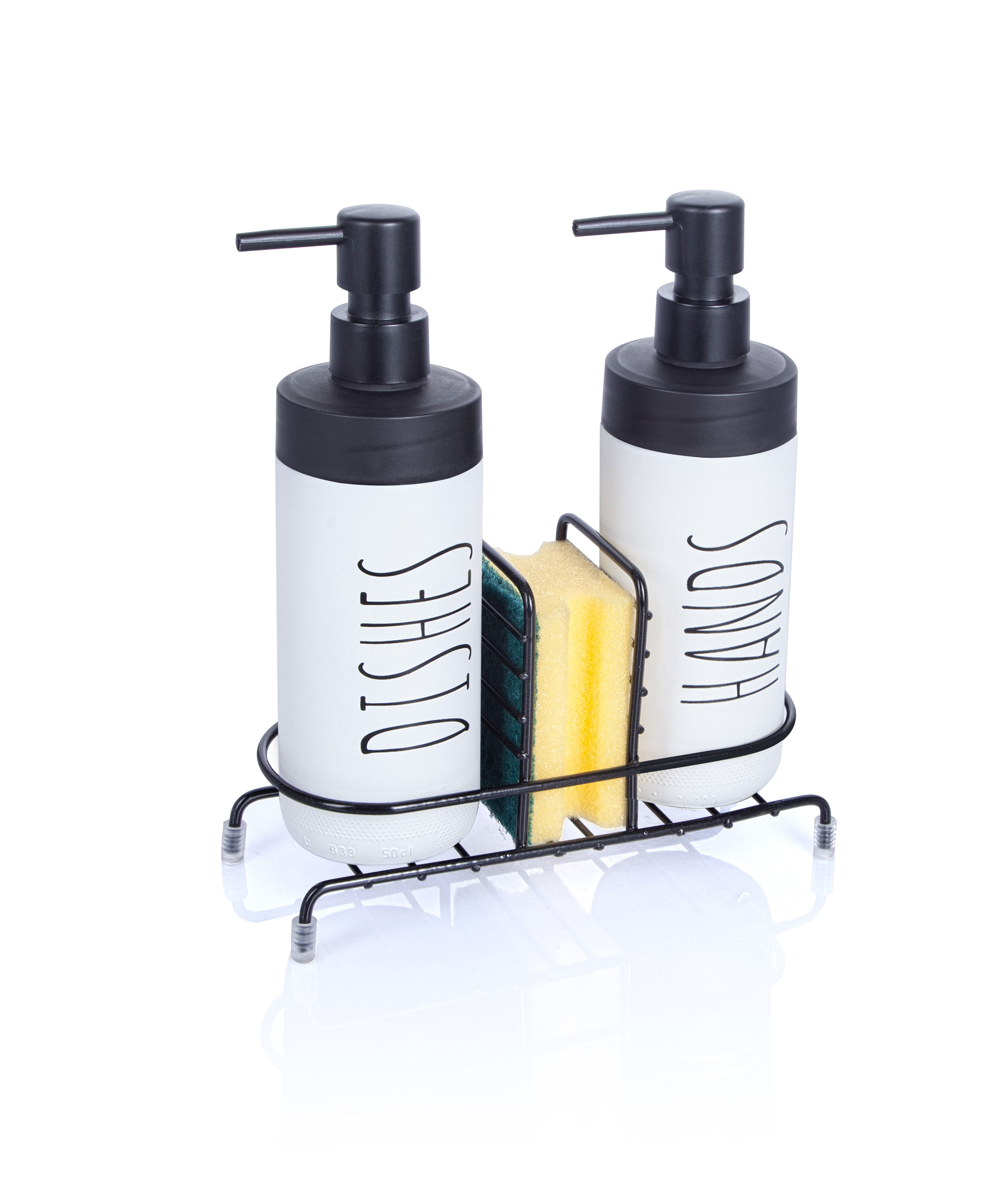2 Pieces Metal With Stand Colored Soap Dispenser