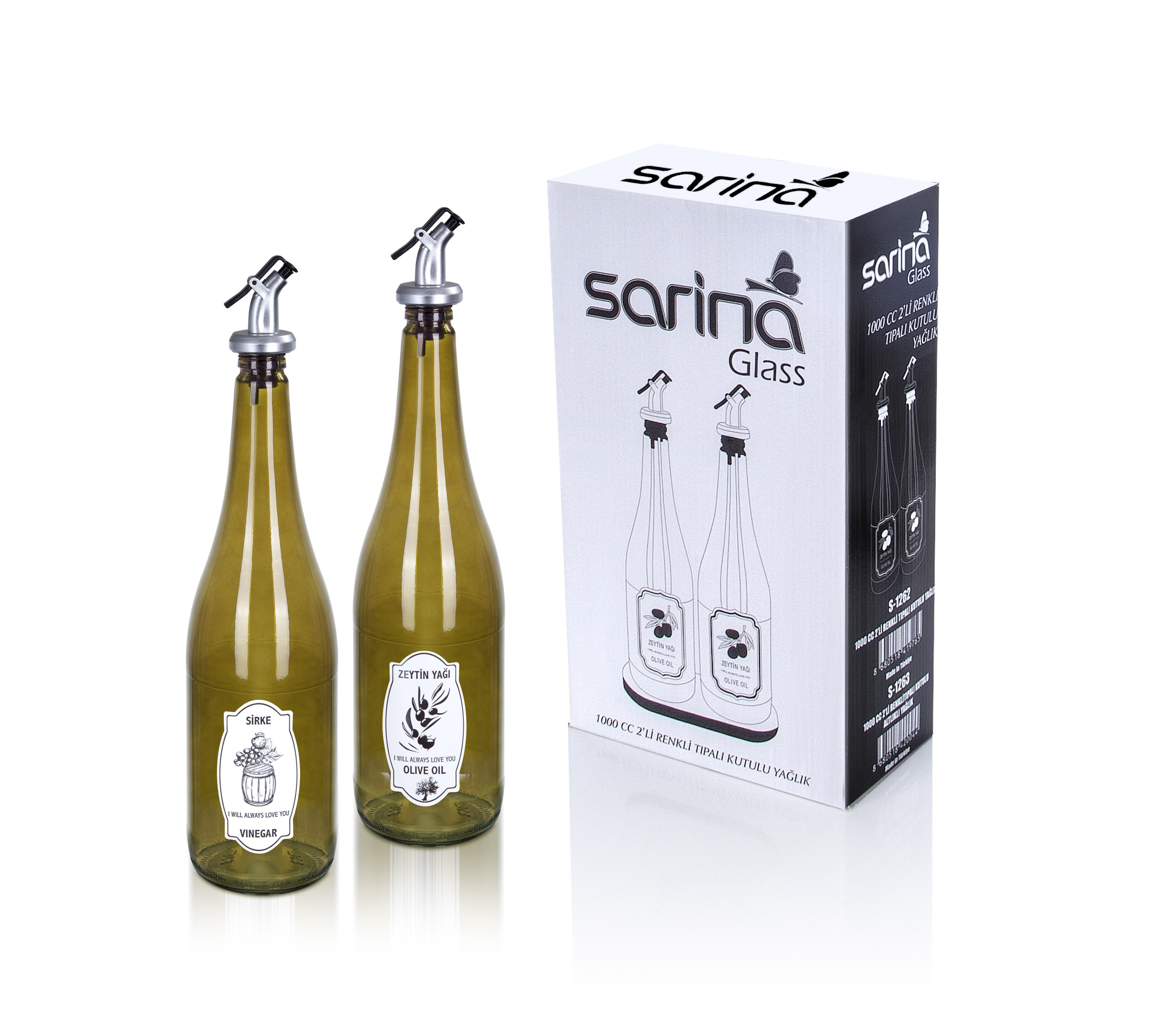 2 Pieces Green Oil Bottle Set