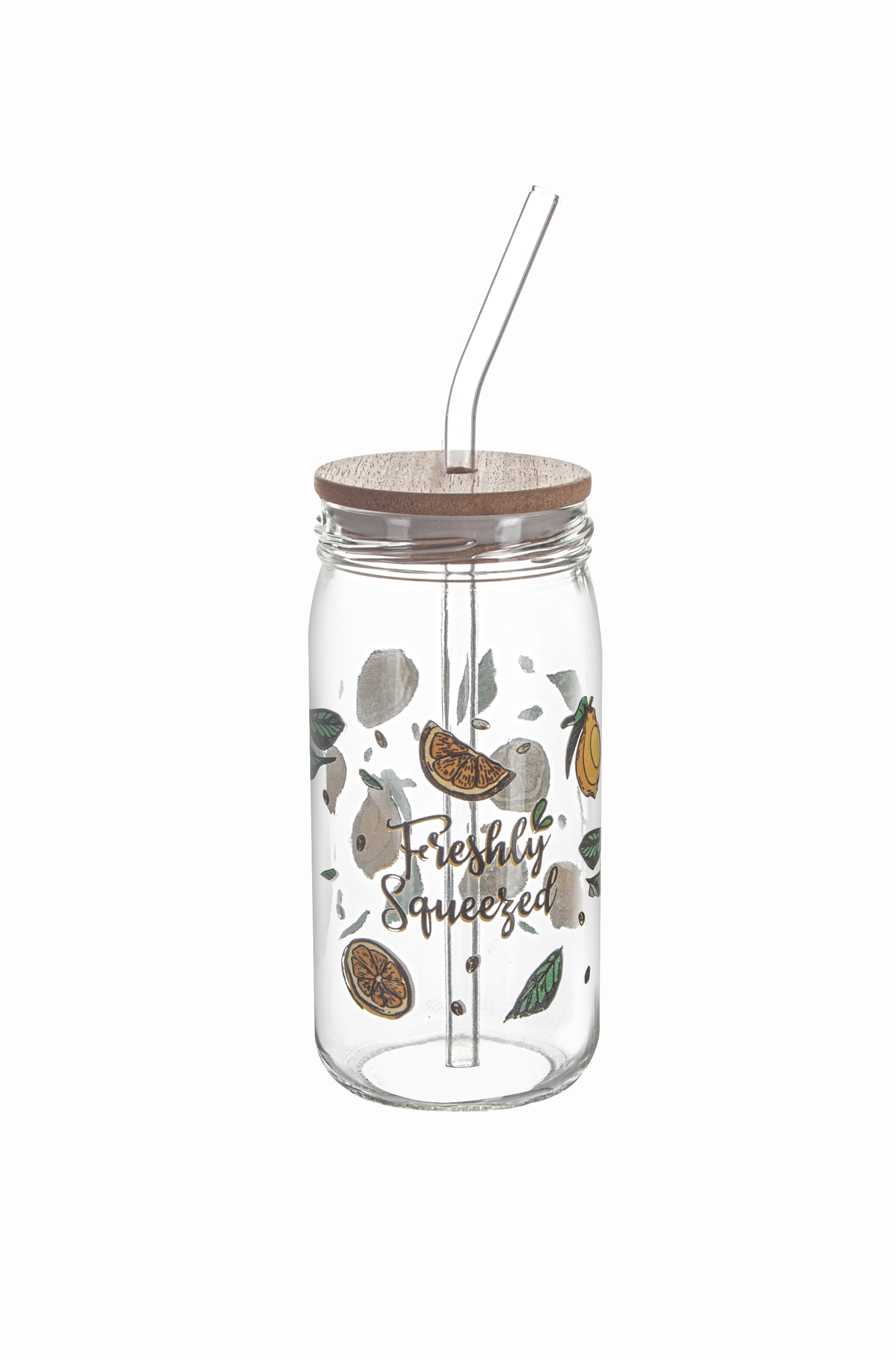 Vakumlu Bambu Kapaklı Cam Pipetli Bardak