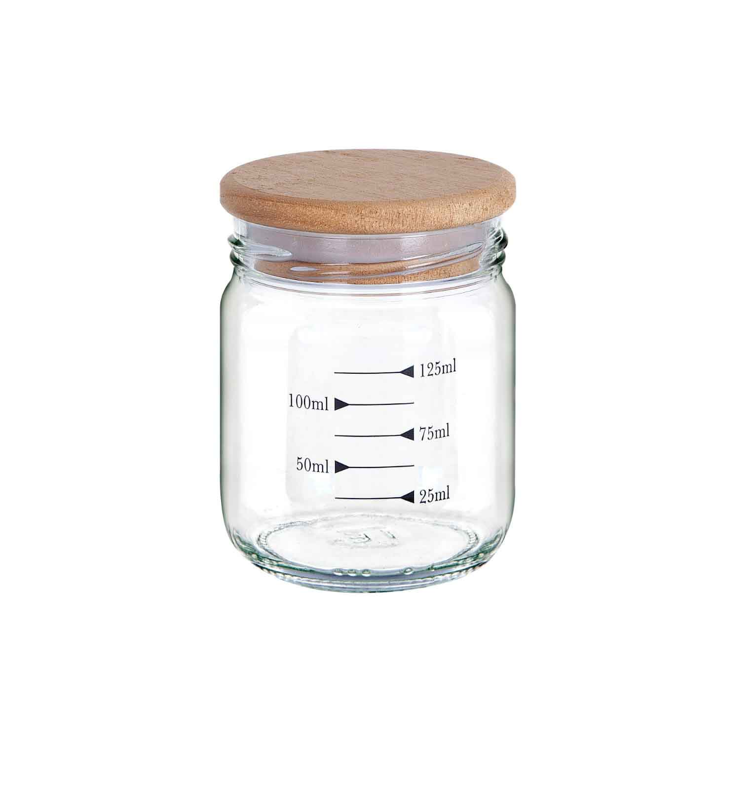 Size-Marked Spice Jar with Wooden Lid