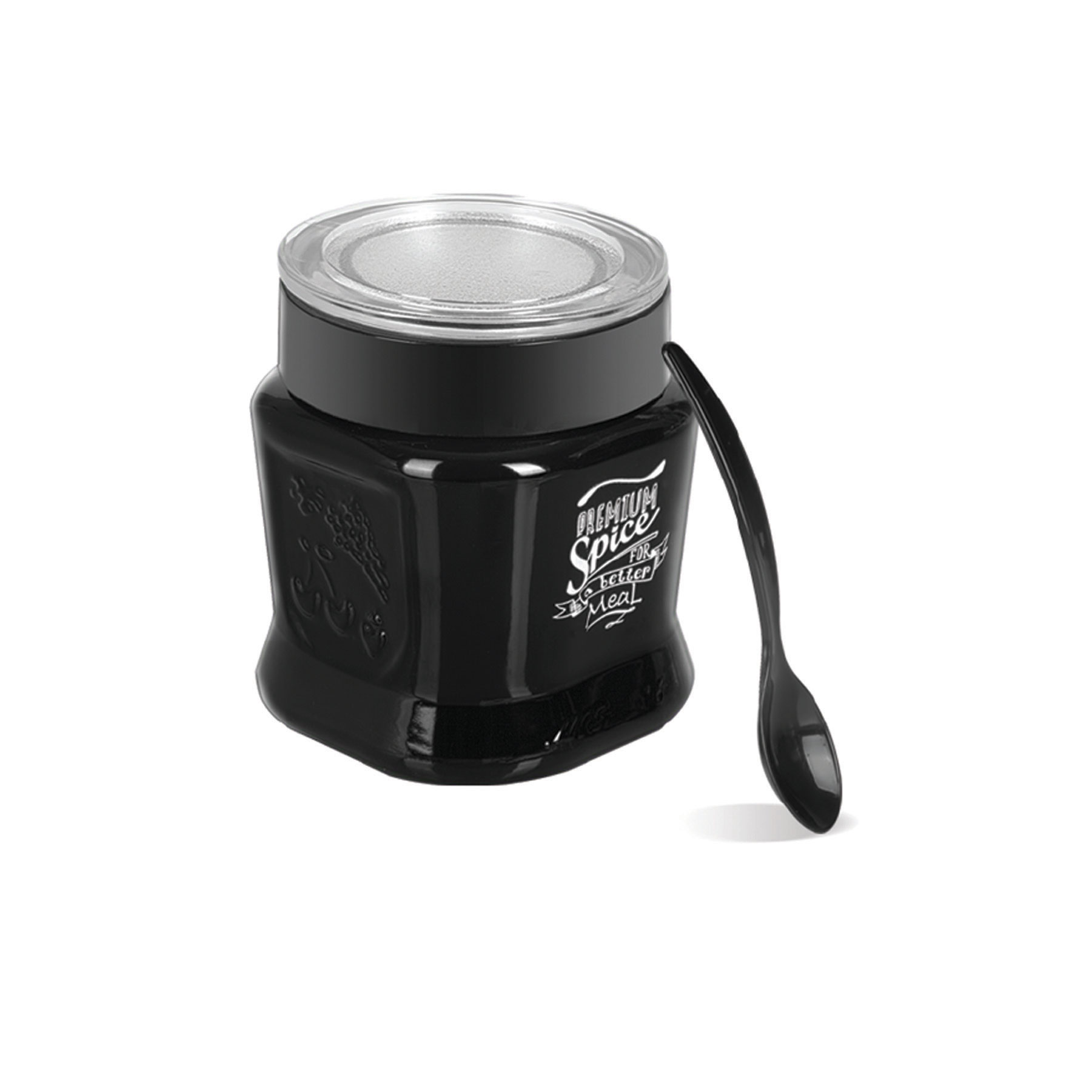 Kaşıklı Black Patterned Spice Jar