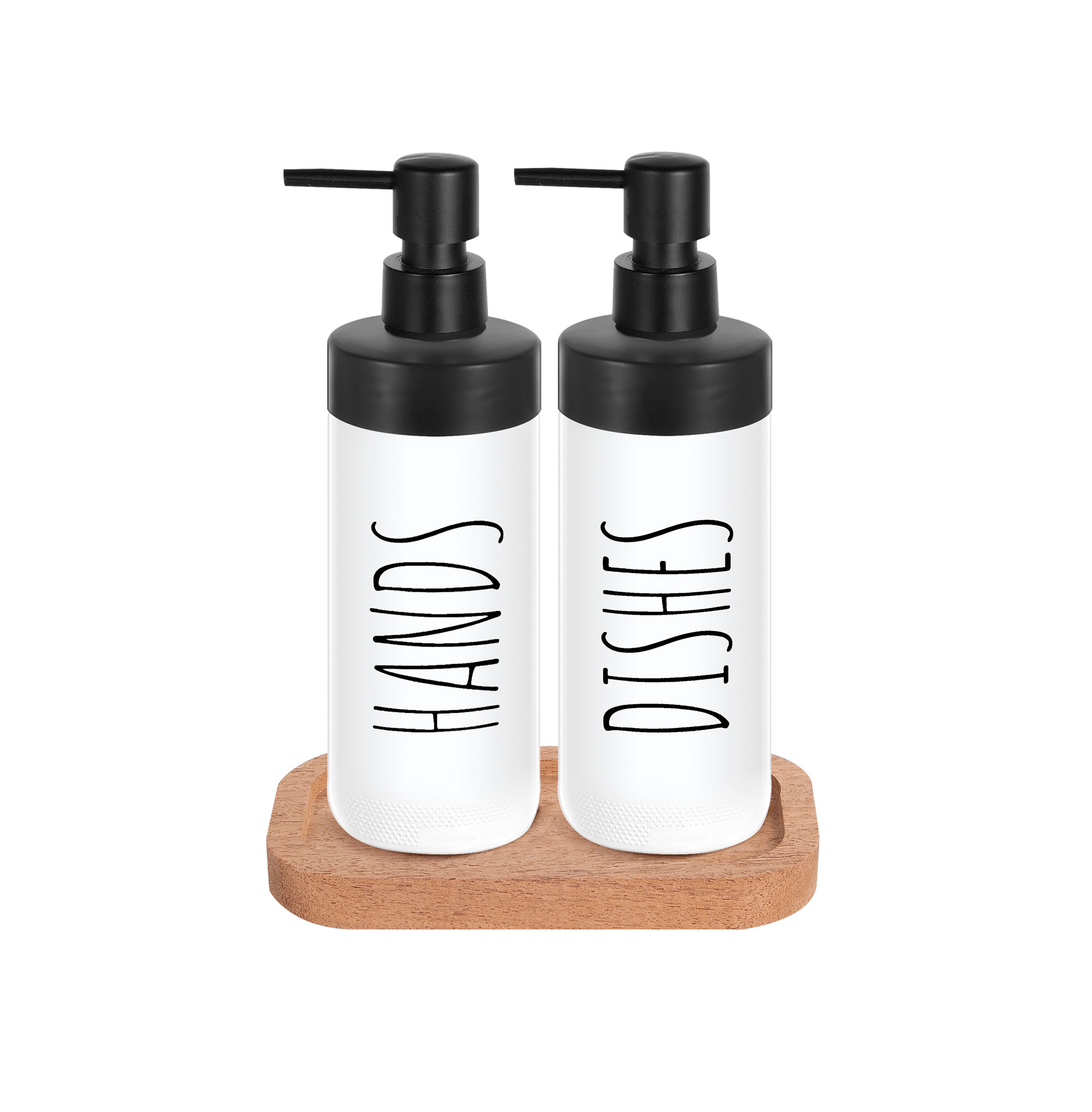 Wooden With Stand 2 Pieces Colored Soap Dispenser