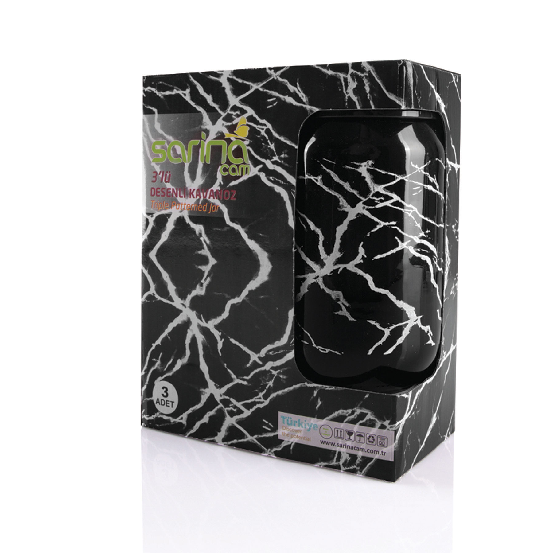 Triple Marble Jar Set