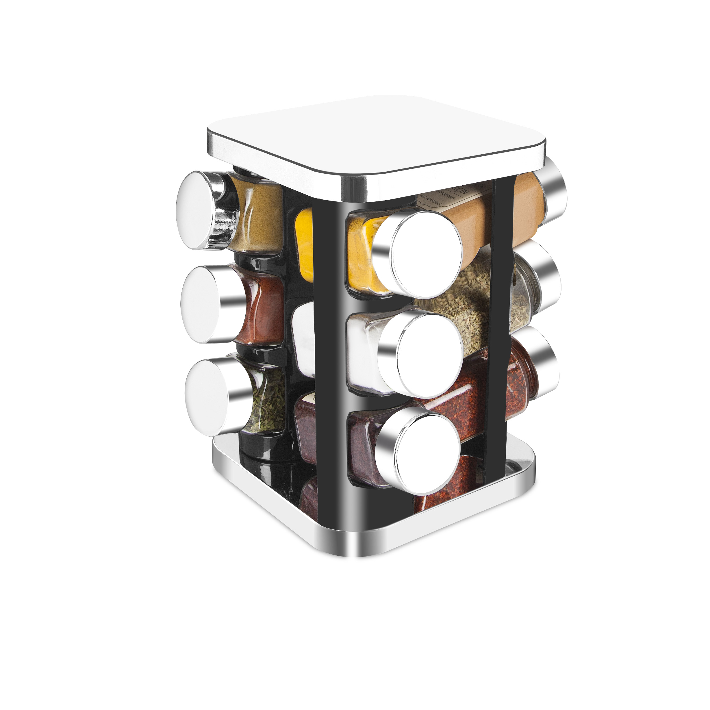 Gümüş Kaplama Kare Tuzluk Seti Standlı 12 Parça