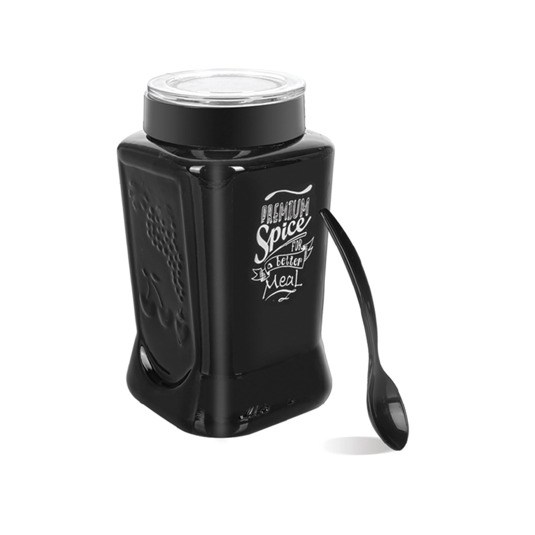 Kaşıklı Black Patterned Spice Jar