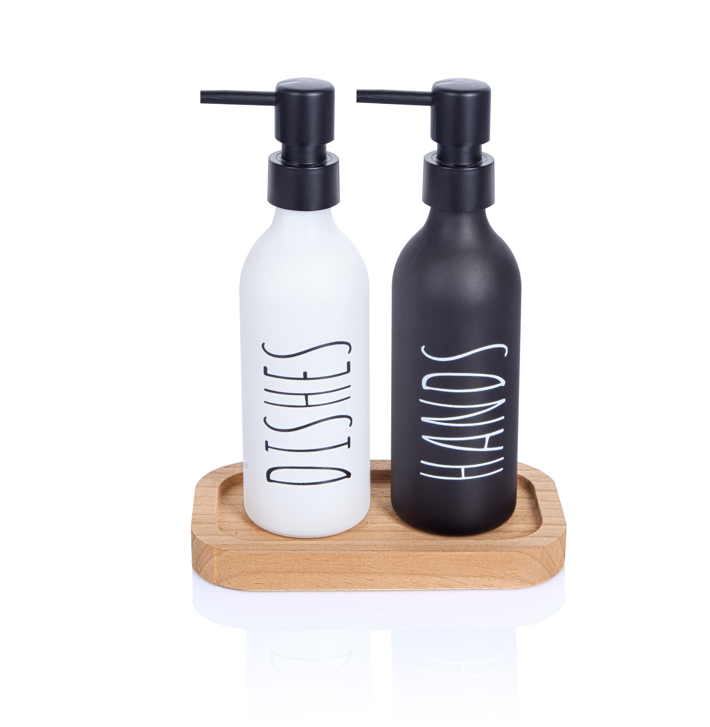 Wooden With Stand 2 Pieces Colored Soap Dispenser