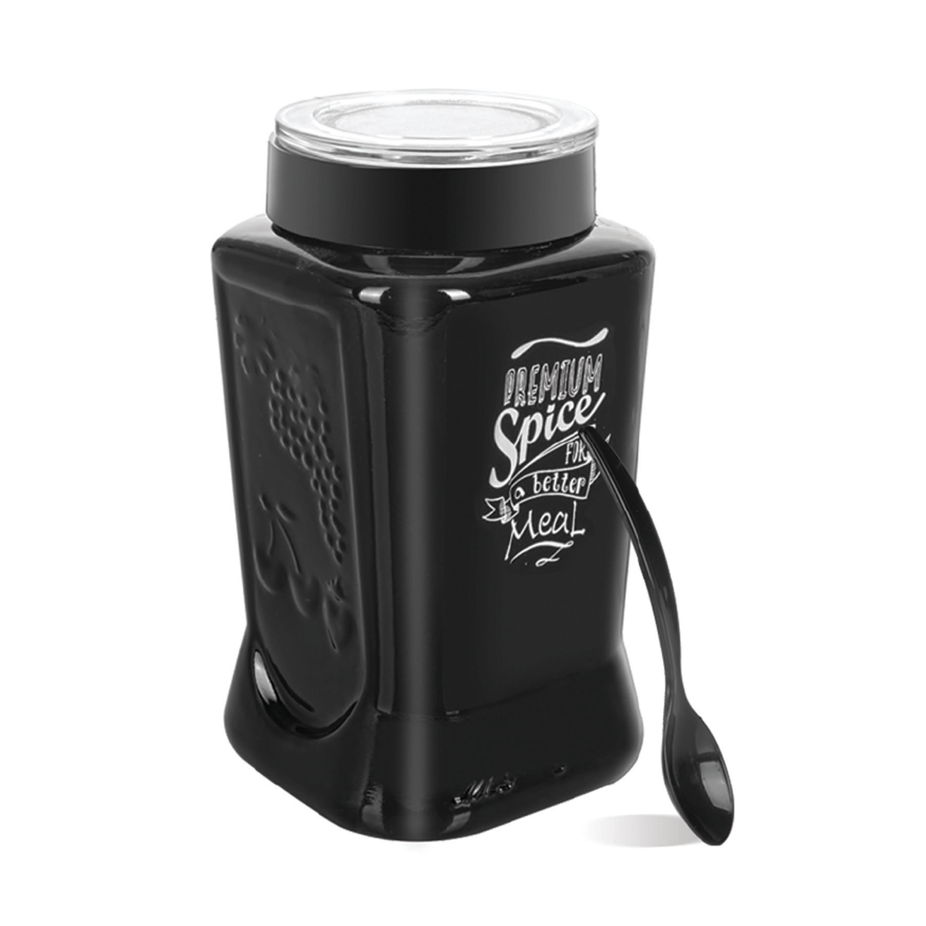 Kaşıklı Black Patterned Spice Jar