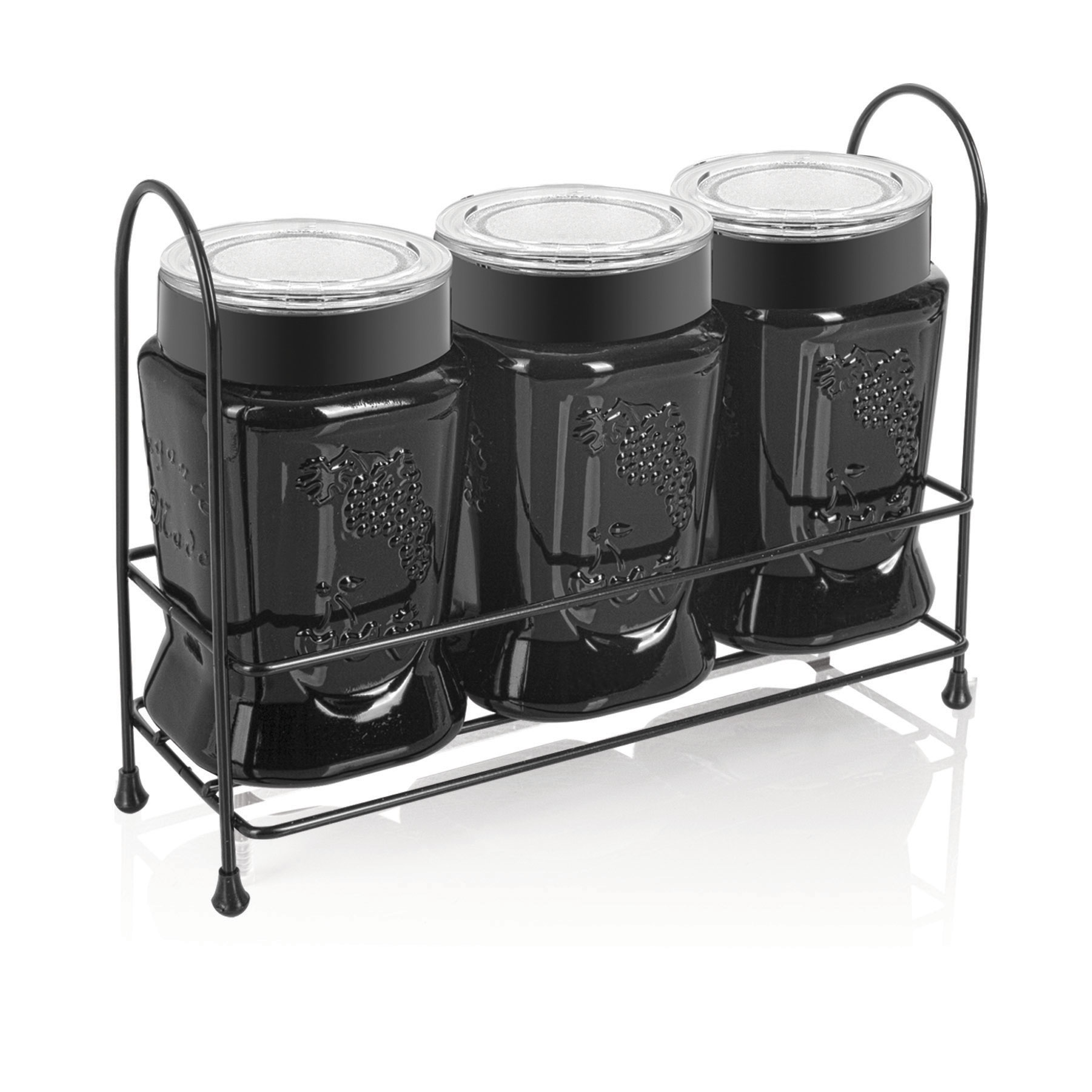 3 Parçalı Metal Standlı Baharat Kavanozu Seti
